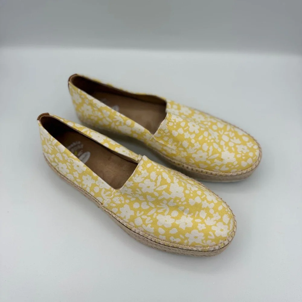Dr. Scholls Sunray Espadrille Womens 8M Yellow Floral Slip On Platform‎ comfort